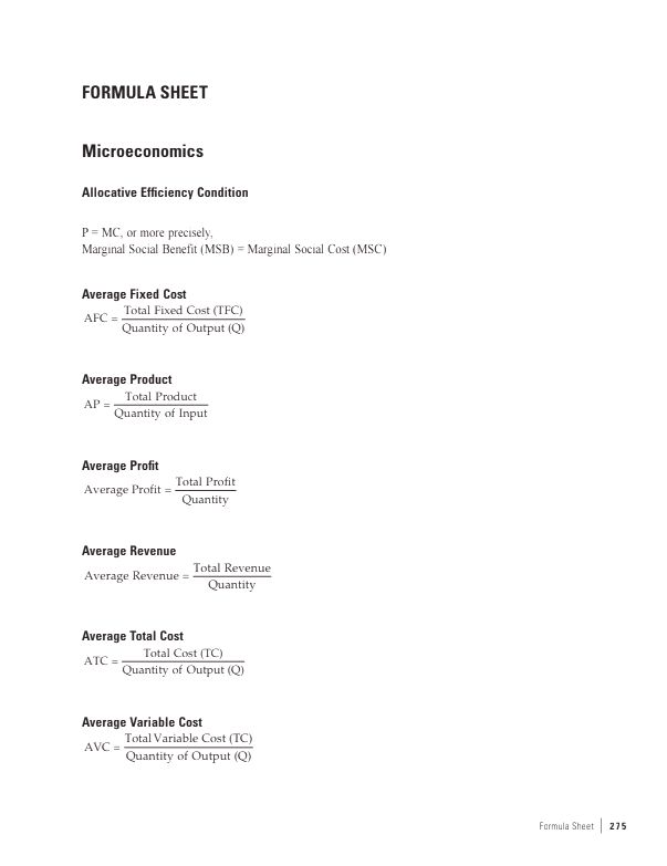 Economics all chapters formula in one place 