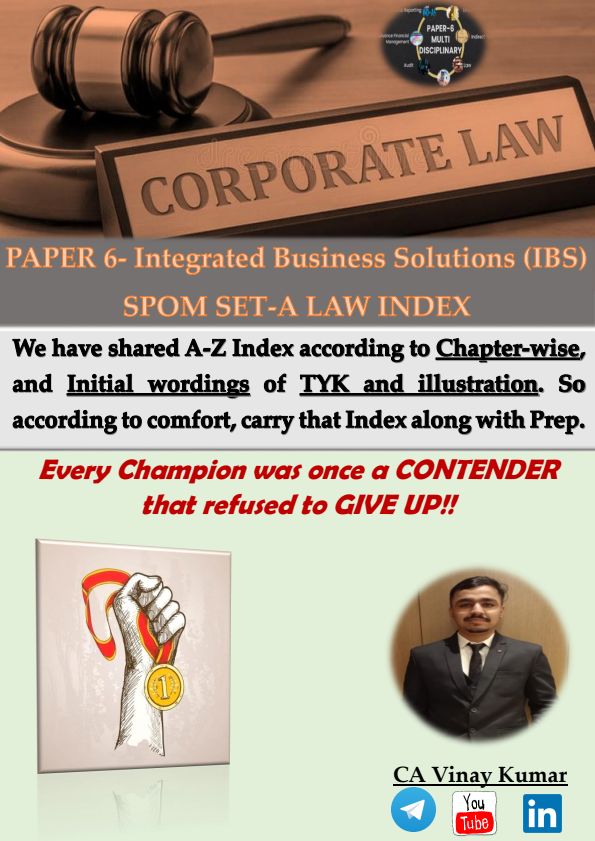 Law ICAI Test Your Knowledge and Illustration Chapter-Initial Wording(A-Z) Index  For IBS 