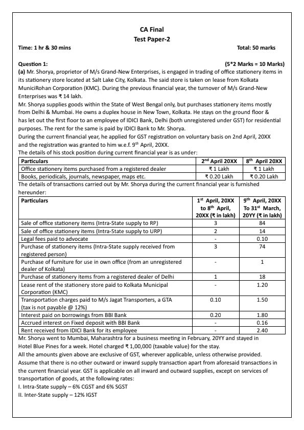 Test Paper 2 For Practice By CA Vishal Bhattad