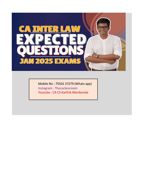 LAW EXPECTED QUESTIONS FOR JAN.25
By CA Karthik Manikonda
