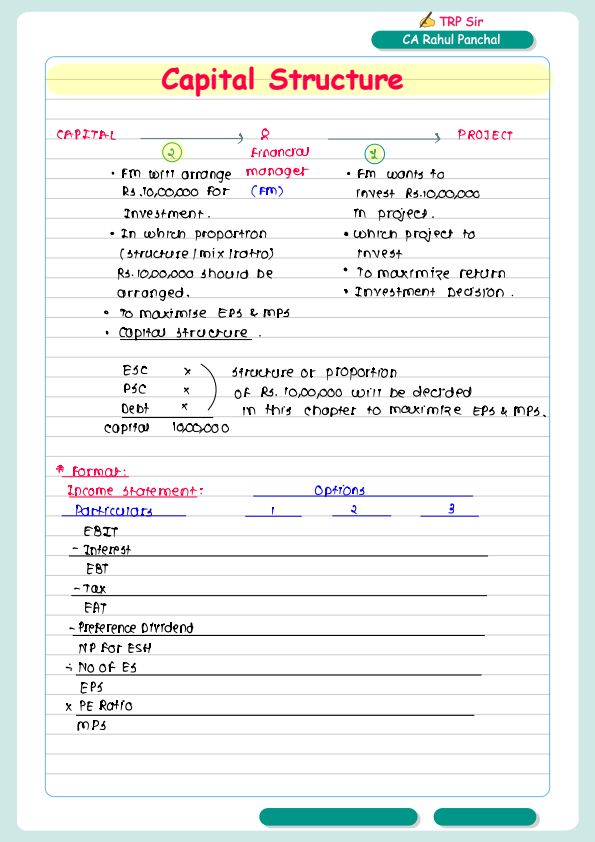 TRP sir capital structure notes