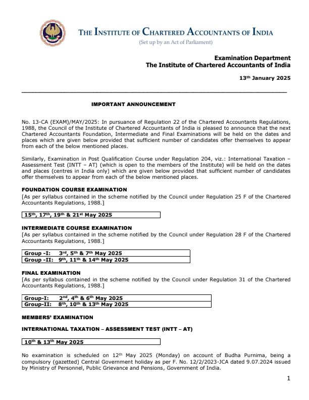 May 2025 Attempt Date ( FND + INTER ) 
