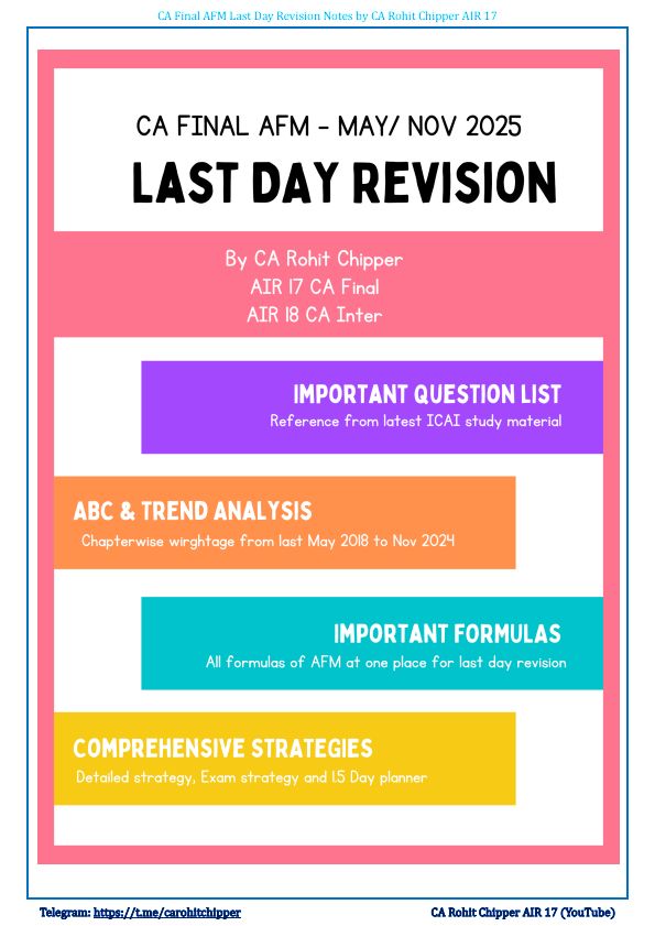 Last Day Revision Notes For Quick Recall By CA Rohit Chhipper 