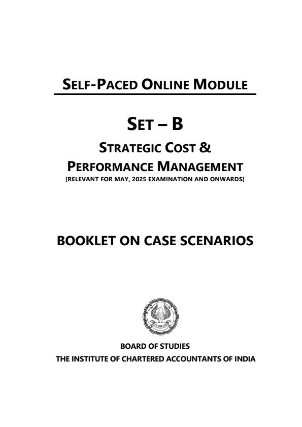 Set B SCMPE Case Studies By ICAI 