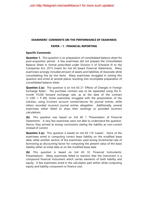 May 24 Group 1 Examiner's Comment 