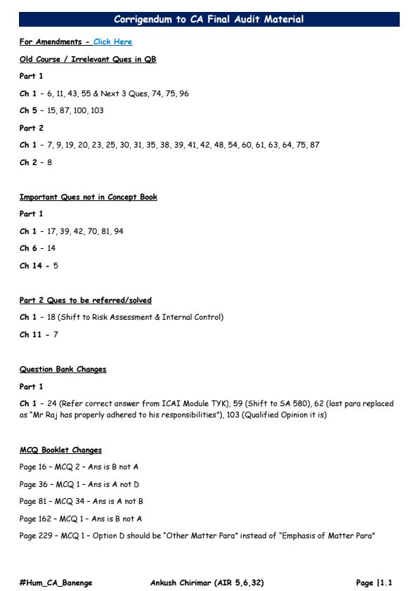 Corrigendum to Audit Material 