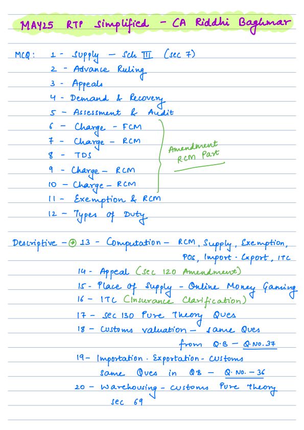 May 25 Simplified RTP by CA Riddhi Baghmar 