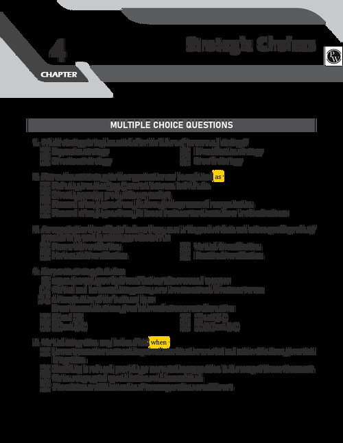 CA Wallah [ PW ] MCQ 
Strategic Choices 