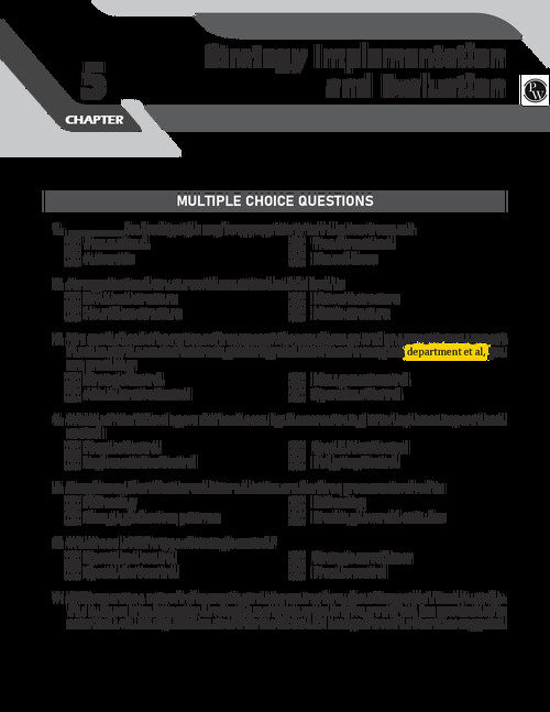 CA Wallah [ PW ] MCQ 
Strategic Implementation And Evaluation 