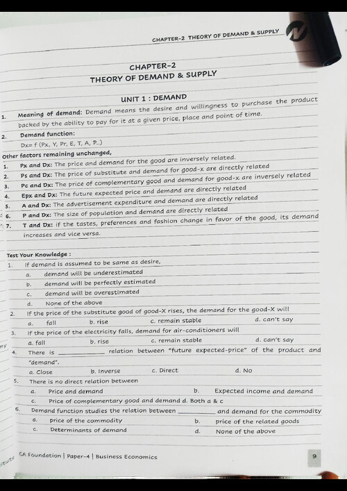 Download Business Economics chapter 2 Theory of demand and supply notes ...