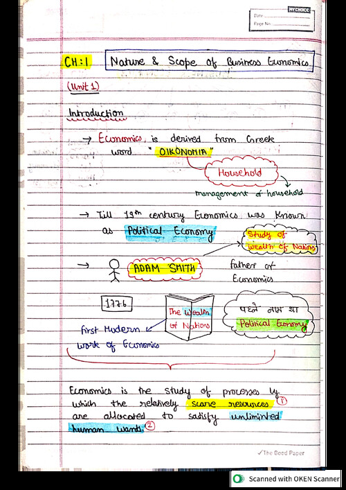 Download Business eco chapter one handwritten notes - Handwritten ...