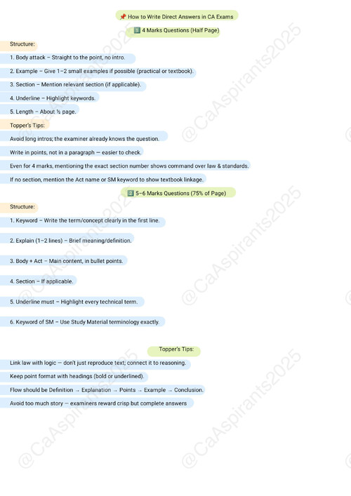 Write Answer Direct Download HOW TO WRITE DIRECT ANSWERS IN CA EXAM ( BUSINESS LAWS ...