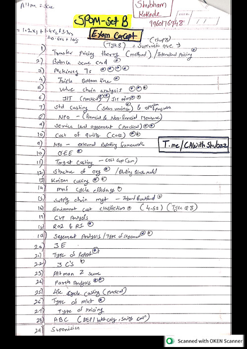 SPOM SET B - MOST IMPORTANT CONCEPT 
EXAM POINT OF VIEW
Exam date - 05/02/26