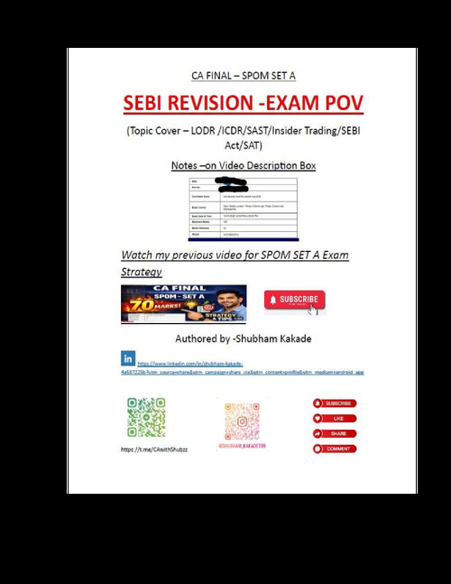 SPOM SET A - SEBI EXAM CASE STUDY 
Must revise before appearing for SPOM exam ...!!