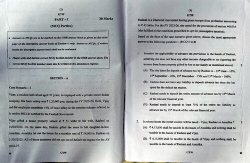 #May 2026 
# CA Inter Taxation Question Paper with Mcq's Booklet 