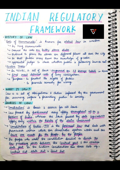 Indian Regulatory Framework handwritten notes 
