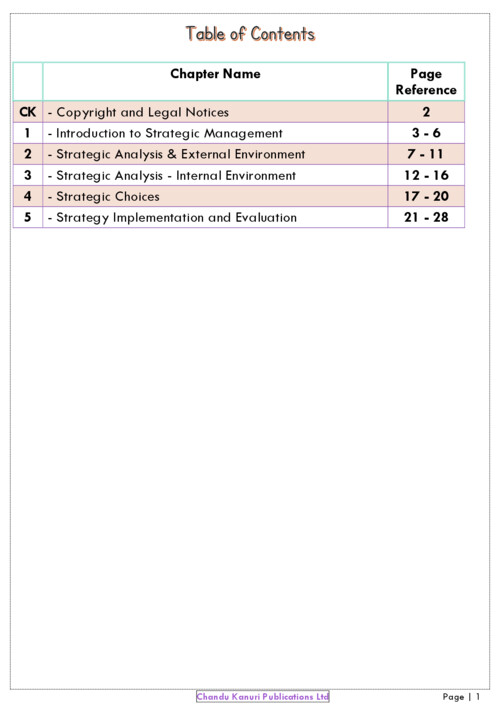 Strategic Management Master Notes - Chandu Kanuri Publications Ltd