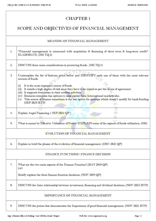 FM Pratice questions 