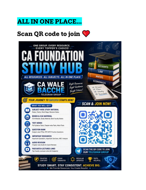 
SUBJECT+ CHAPTER WISE ALL THINGS AVAILABLE HERE 
TEST/QUESTION BANK/NOTES/CHARTBOOK/ABC ANALYSIS/VOICE NOTES/IMPORTANT QUESTIONS & many more
JOIN NOW
