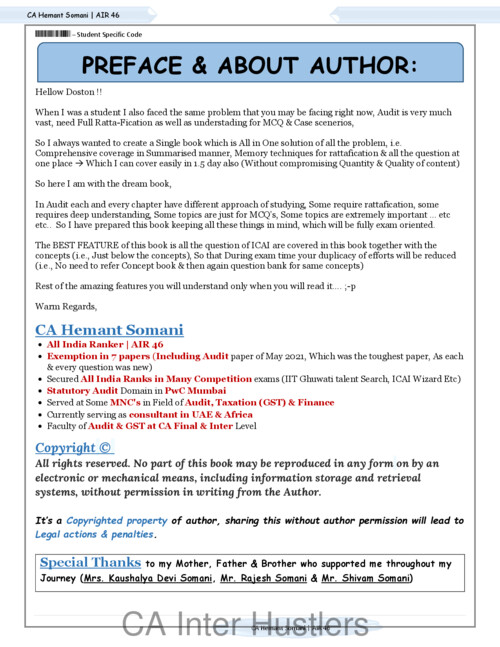 Audit notes by ca hemant somani sir