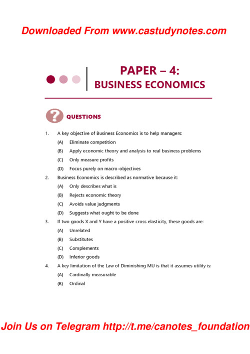 CA FOUNDATION RTP SEP. 2026
Business economics 