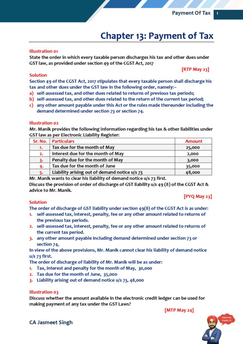 Payment Of Tax Questions..... RTP,MTP,PYQ till may26 