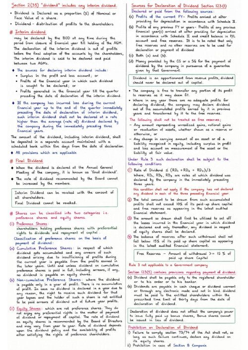 Law Dividend Handwritten Notes 