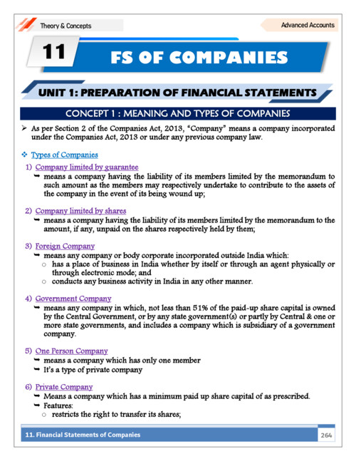 Financial statements of companies 