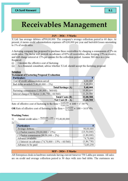 FM receivables managment complier for question practice