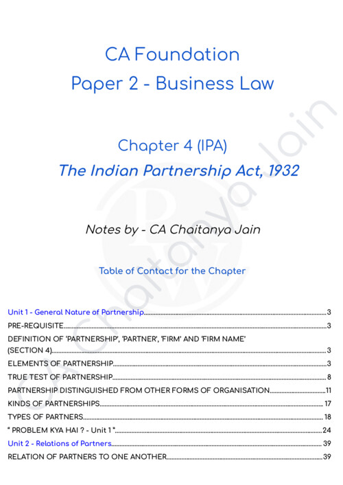 Business Law ( Indian partnership act 1932)
Notes by cj sir 