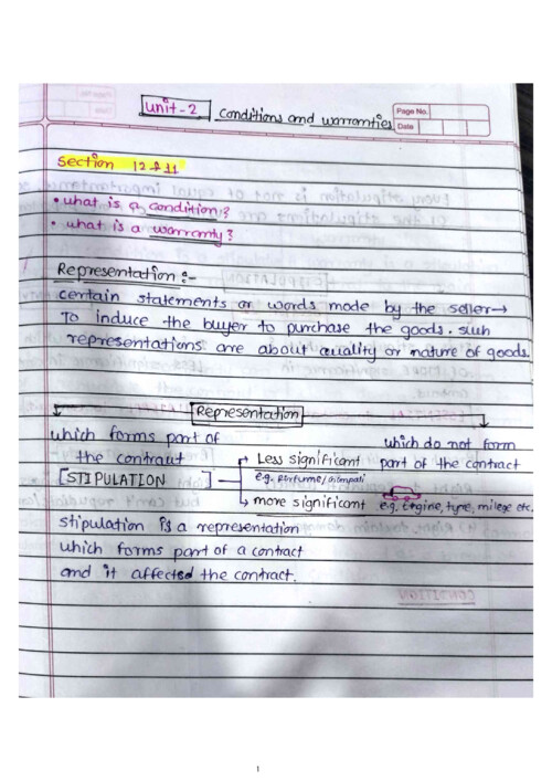 Ca foundation law
Sales of goods Act 1930
Unit:-2 condition and warranties 