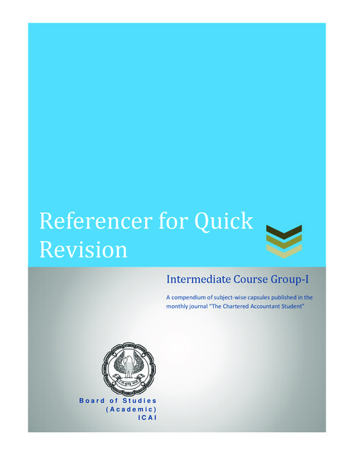 Advance Accounting ...from Group 1 ..CA Intermediate...!!!
Quick revision capsule..for all subject..!!