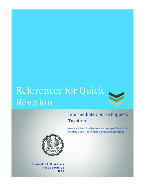 Taxation and GST from Group 1 ...for CA Intermediate...!!
Quick revision capsule for exams ...!!