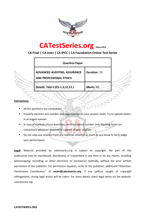 Audit Test Series No. 1 

If Anybody wants PW CA intermediate classes DM me 