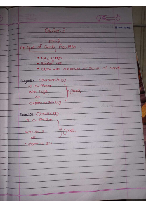 Best notes for sale of goods act ,specially 
       non-ENGLISH MEDIUM student 