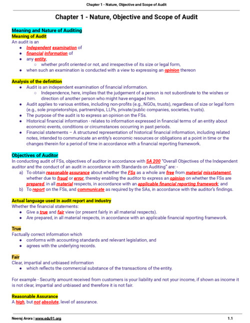 CA inter audit chapter 1 detailed notes