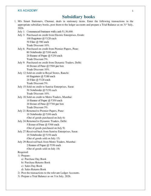 Subsidiary Book Notes