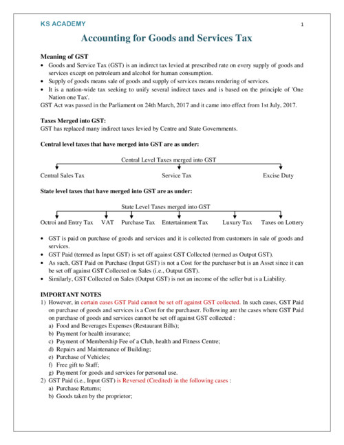 About gst notes 