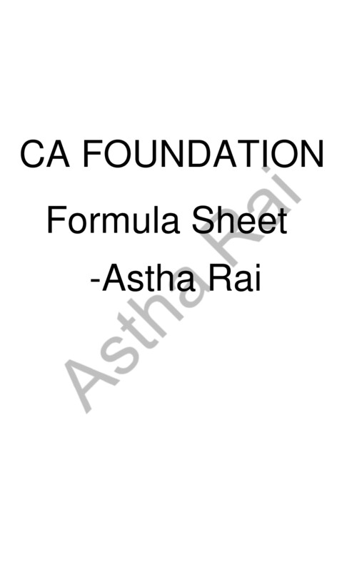 Quantitative aptitude Formula sheet CA FOUNDATION by Anurag sir 