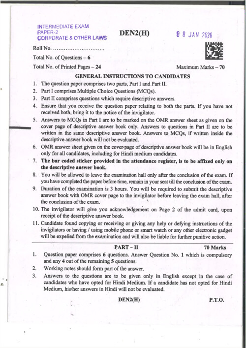 Inter Law Paper Jan 2026

If Anybody wants PW, VC Gurukul and Parag Sir classes DM me 