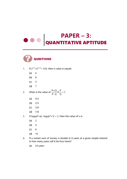Quantitative aptitude RTPs of SEP 2026 
