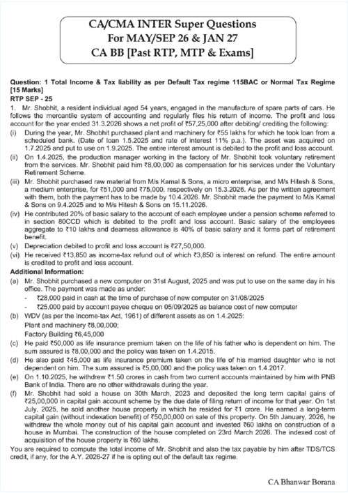 Super Questions For #sep2026exams  By BB Sir 

If Anybody wants PW, Vishwas CA and Parag Sir classes DM me ✅