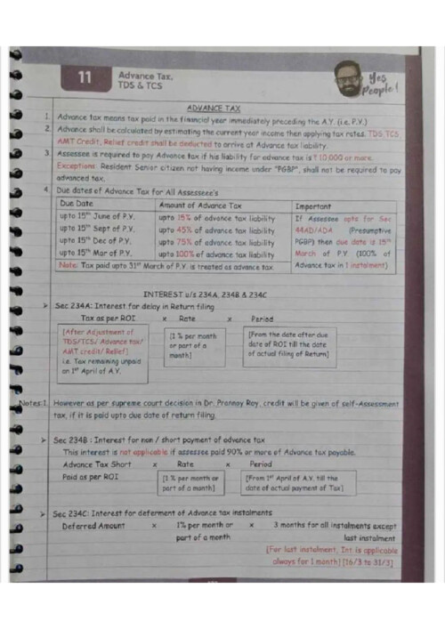 Advance tax, TDS TCS compact notes by BB sir 
Sept 26 onwards 