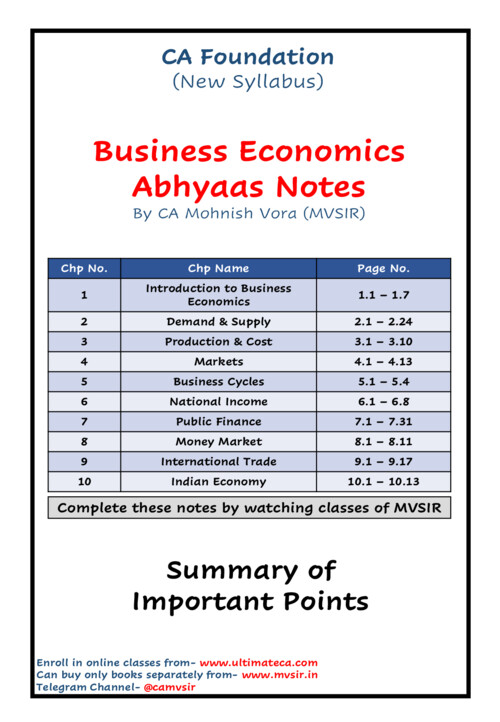 Economics summary notes