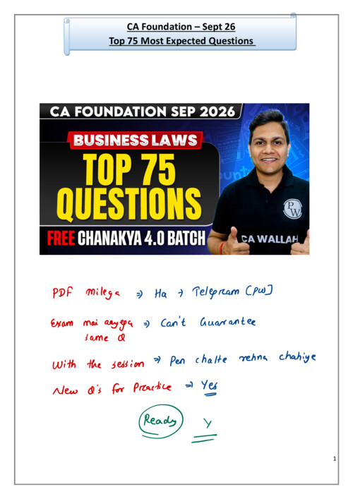 TOP 75 QUESTIONS 
 BUSINESS LAW 
  BY NIKISH AGARAWAL SIR 