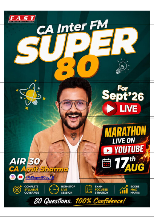 CA INTERMEDIATE

FINANCIAL MANAGEMENT [FM]

SUPER 80 SOLVED QUESTIONS BY CA AMIT SHARMA FOR SEPTEMBER, 2026
