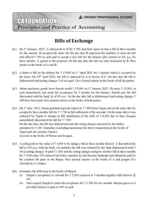 Bills of exchange best questions 