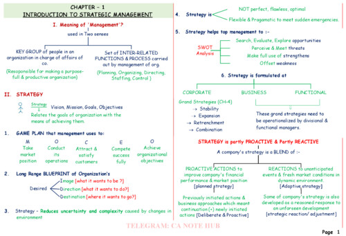 CA INTERMEDIATE

STRATEGIC MANAGEMENT [SM]

LAST DAY REVISION [LDR] MIND MAP CHARTBOOK