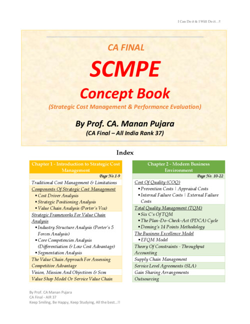 CA FINALSCMPE Concept Book (Set - B) by CA Manan Pujara 