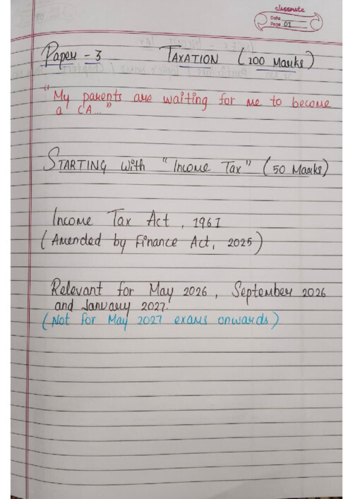 Taxation handwritten notes by CA vivek gaba sir